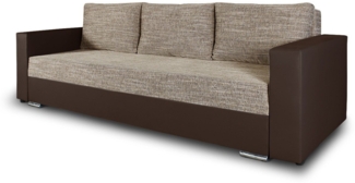 Schlafsofa Bird - Sofa mit Schlaffunktion und Bettkasten, Klappsofa, Schlafcouch mit Chromfüße, Couch, Couchgarnitur, Sofagarnitur (Braun + Beige (Dolaro 33 + Berlin 03))