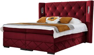 Boxspringbett Fazzle Lux, Rot, 140x200 cm