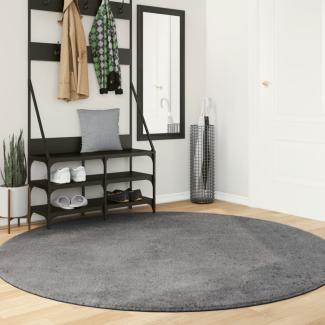 vidaXL Teppich HUARTE Kurzflor Weich und Waschbar Anthrazit Ø 200 cm 375012