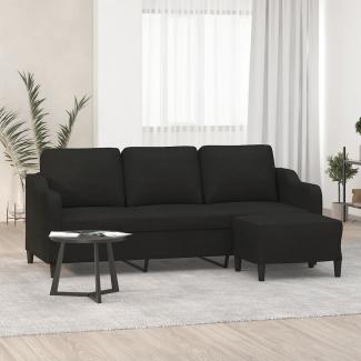 vidaXL 3-Sitzer-Sofa mit Hocker Schwarz 180 cm Stoff 3201139