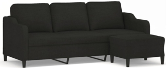 vidaXL 3-Sitzer-Sofa mit Hocker Schwarz 180 cm Stoff 3201139