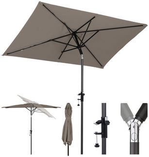 Sekey 200 × 125 cm Sonnenschirm Balkon, Sonnenschirm Rechteckig mit Halterung Sonnenschirmhalter für Balkon, Terrasse und Garten, Windfest Kippbar UPF 50+
