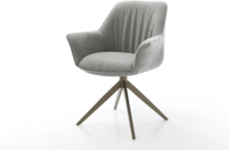 Drehstuhl Keila-Flex mit Armlehnen Strukturstoff Soft Grau Kreuzgestell breit Effektfinish Titan 360° drehbar Wippfunktion