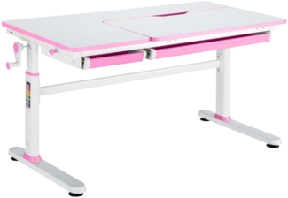 DELUKE® Kinderschreibtisch Höhenverstellbar MAJA - 120x60cm Mit Stauraum Rechteckige Form Kindertisch Basteltisch Kinder Maltisch Pink