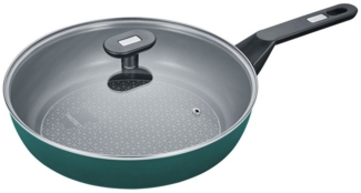 Berndes Eco Recycle+ Schmorpfanne, mit Glasdeckel, Pfanne, Aluminium recycelt, Grün, Ø 28 cm, 0011695411