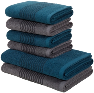 Bruno Banani Handtuch Set Jassen, Duschtücher, Handtücher, Walkfrottee (Set, 6-St), mit gestreifter Bordüre, 6 teiliges Handtücher Set aus 100% Baumwolle