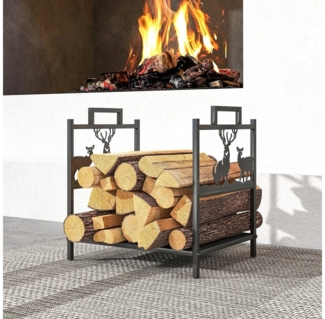 BlingBin Kaminholzregal Kaminholzständer Brennholzregal Feuerholzablage für Innen, BxTxH:42.5 x 33.5 x 43 cm, (Kaminholzhalter mit Griffe und Rutschfeste Füße, 1-St, Gesamtmaße: 42,5 x 33,5 x 43 cm, Belastbarkeit: 25kg), Feuerholzgestell aus Metall für ...