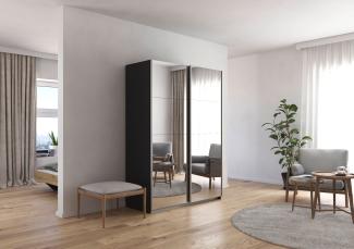 rauch Kleiderschrank, Schwebetürenschrank SUBITO, 2-türig, 2 Spiegeltüren, Grau metallic, 136 x 197 x 61 cm