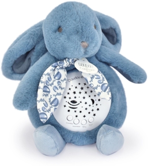 Doudou et Compagnie – Nachtlicht mit Musik, Hase, blau, mit Sternenprojektion – Plüschtier mit Melodien und beruhigenden Lichtern – Begleiter für die Nacht des Babys – Geschenkidee zur Geburt – DC4201