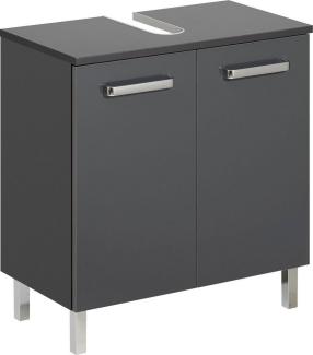 Saphir Waschbeckenunterschrank Quickset Unterbeckenschrank mit 2 Türen, 60 cm breit, ohne Waschbecken Waschbeckenschrank inkl. Türdämpfer, Griffe in Chrom Glanz