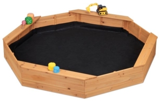 Relaxdays Sandkasten mit Vlies, Tannenholz, 22,5 x 160 x 160 cm