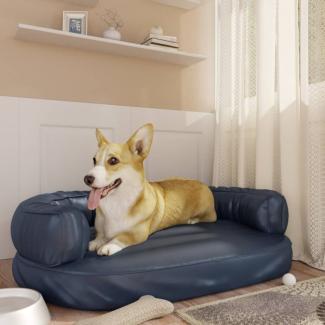 vidaXL Hundebett Ergonomisch Schaumstoff Kunstleder, Blau, 88x65 cm