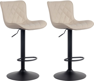 CLP 2er Set Barhocker Emma höhenverstellbar und 360 drehbar,creme Kunstleder
