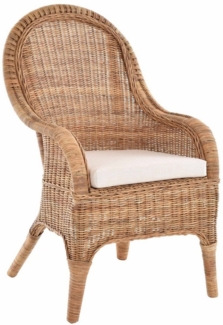 Krines Home Rattanstuhl Rattansessel hohe Rückenlehne Rattan Esszimmerstuhl Breite Armlehnen, Breite Armlehnen