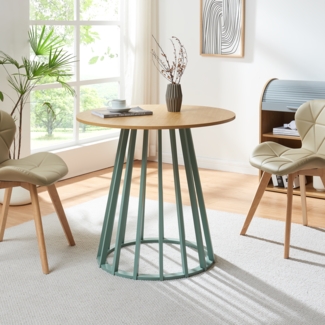 Esstisch Lensuu 76x Ø80 cm Pastellgrün/Eiche [en. casa]