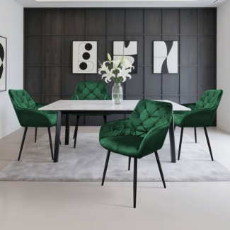 HOMELUX Polsterstuhl Esszimmer Stühle 4er Set, Esszimmerstuhl Küchenstuhl mit Metallbeine (4 St), Sessel, Samt, Polsterstuhl mit Armlehnen