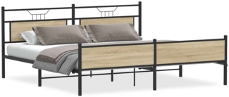 vidaXL Metallbett ohne Matratze Sonoma-Eiche 200x200 cm 3325128