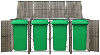 vidaXL Mülltonnenbox für 4 Tonnen Grau 274 x 80 x 117 cm Poly Rattan 319867