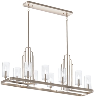 Elstead Lighting Kimrose Kronleuchter linear 10-Light Nickel poliert Klarglas E14