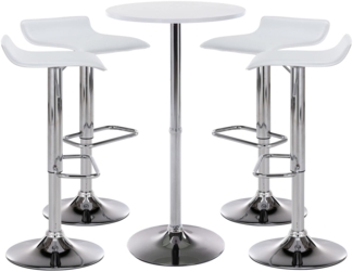 DELUKE® Bartisch Set 5-teilig EGON - 1x Stehtisch + 4x Barhocker | Bartisch Ø 60cm, 108cm Hoch, Metall Gestell | Bistrotisch rund Gastro Barhockerset Hoher Tisch Hochtisch