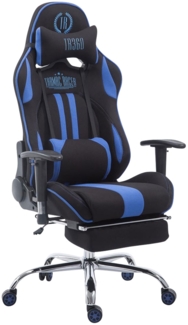 CLP Racing Gaming Bürostuhl Limit V2 Stoff höhenverstellbar und drehbar,schwarz/blau mit Fußablage
