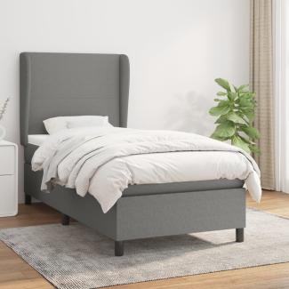 vidaXL Boxspringbett mit Matratze Dunkelgrau 100x200 cm Stoff 3127782