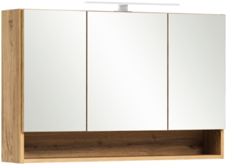 Spiegelschrank Bad mit Beleuchtung 100 cm KAHLA-03 in Wotan Eiche Nb, B/H/T: ca. 100/64/20 cm