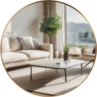 CLP Wandspiegel Elsie rund in 4 Größen, für Wohnzimmer, Schlafzimmer oder Bad,XL gold matt