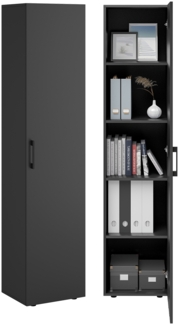 Bellamio 'Apol' Mehrzweckschrank schmal, anthrazitschwarz, 176x33x40 cm, Aktenschrank mit 5 Ablagefächern, Tür beidseitig montierbar