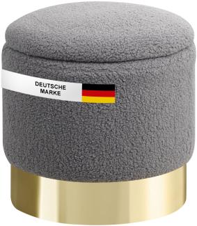 Albatros Hocker mit Stauraum Nizza Sitzhocker mit Stauraum, Modernes Design, Edler Sherpa-Bezug Sitztruhe Sitzbank mit Stauraum  optimal als Fußhocker Hocker Schminktisch, Grau