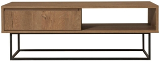 Dmora Wohnzimmertisch Bard, Niedriger Wohnzimmertisch, Kaffeeregal, Couchtisch für Sofa, 120x60h43 cm, Walnuss und Schwarz