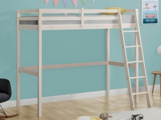 Vente-unique - Hochbett + Matratze - 90 x 190 cm - Kiefer massiv - Geweißt - GEDEON II