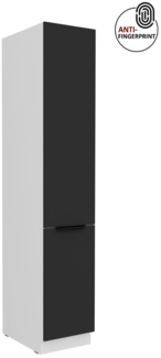 Küchen Hochschrank 40 cm Küche ARIA Schwarz ultra matt + Weiss matt, hochwertige Fronten mit Anti Fingerprint Beschichtung Küchenzeile Küchenblock
