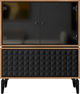 Vitrine Ewido 102 (Farbe: Barockeiche Amber / Barockeiche Amber + Schwarz)