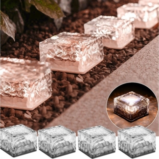 oyajia LED Solarleuchte 4/8x Solarlampe Glaswürfel Eiswürfel-Lampe Deko, Solarlampen für Außen, IP68 Wasserdicht LED Solar Straßenleuchte