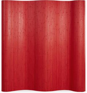 Homestyle4u Paravent Raumteiler, Bambus, rot, 250 x 0,3 x 200 cm (BxTxH)