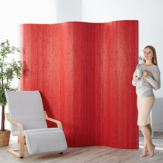 Homestyle4u Paravent Raumteiler, Bambus, rot, 250 x 0,3 x 200 cm (BxTxH)