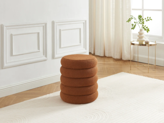 Vente-unique - Hocker - Bouclé-Stoff - Terrakotta - ECAMBI