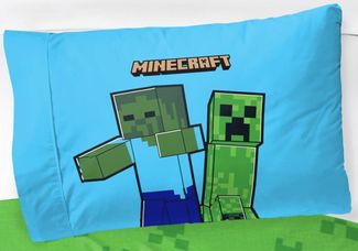 BrandMac Bettwäsche Minecraft "Sand Castles" Bettwäsche-Set, Gaming 135x200 & 80x80, Baumwolle, 100% Baumwolle