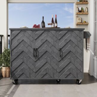 Flieks Küchenwagen mit erweiterbarer Arbeitsplatte, Rollen und verstellbarer Ablagen, (1 St), Kücheninsel Buffetschrank Servierwagen mit Handtuchhalter Grau