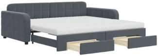 vidaXL Tagesbett Ausziehbar mit Schubladen Dunkelgrau 100x200 cm Samt 3197009