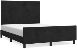 Bettgestell mit Kopfteil Samt Schwarz 140x200 cm