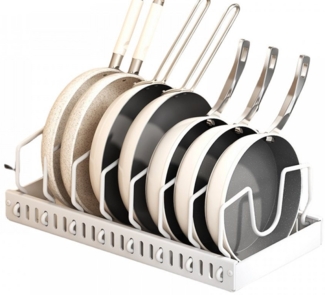 BBWL Küchenregal Verstellbarer Küchen-Pot Organizer für Schrank und Arbeitsplatte, mit Topfdeckel- und Geschirrhalter aus robustem Carbonstahl, einfach montierbar und pflegeleicht