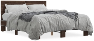 vidaXL Bettgestell Braun Eichen-Optik 135x190 cm Holzwerkstoff Metall 3280211