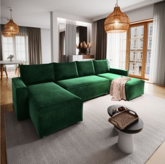 Masseno Ecksofa DENI mit Schlaffunktion U-Form, Sofa mit Bettkasten