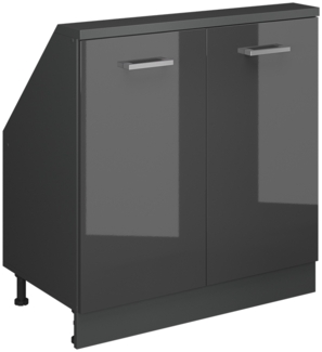 Küchenschrank für Dachschrägen R-Line Anthrazit Hochglanz 80 cm mit 2 Türen Vicco