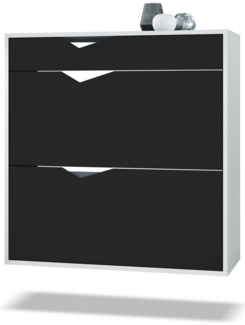 Schuhschrank Kolmio 85 x 87 x 33 cm, Korpus in Weiß Matt, Fronten in Schwarz matt