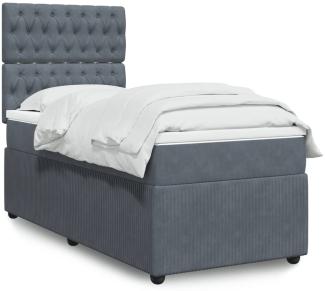 vidaXL Boxspringbett mit Matratze Dunkelgrau 80x200 cm Samt 3294497