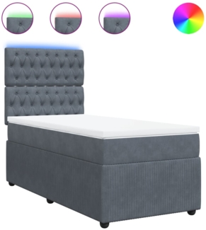 vidaXL Boxspringbett mit Matratze Dunkelgrau 80x200 cm Samt 3294497