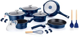 Kochtopf Kasserolle Bratpfannen Set 17-tlg Royalty Line RL-ES2014M Blau